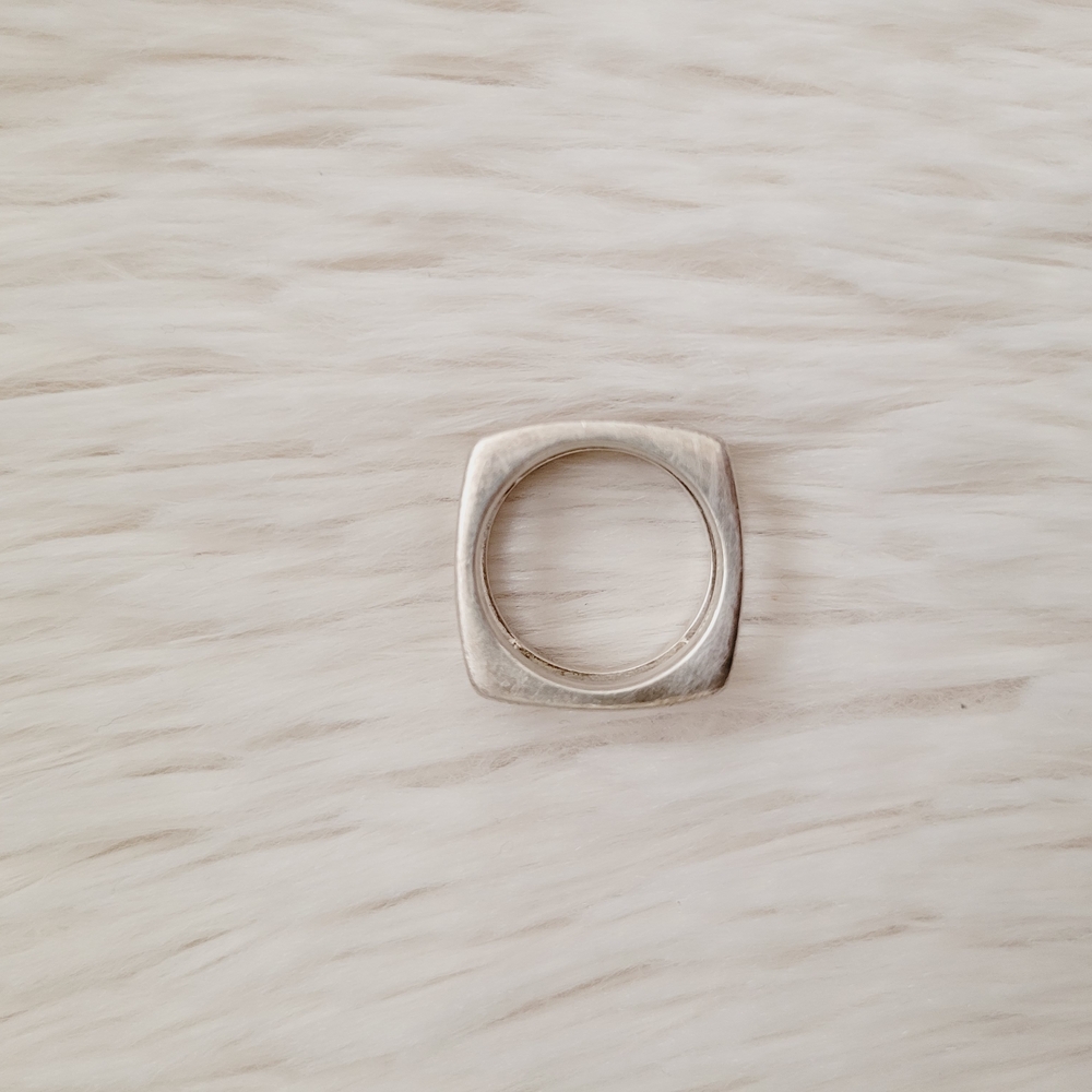 925 Sterling Silver Rectangular Bar Ring - image 7